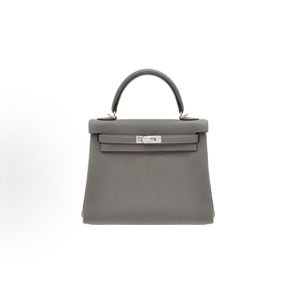 HERMES Kelly 25 Silver buckle Kelly Bag single-shoulder handbag 25 Women\'s 0L Grismeyer Cumulonimbus cloud Grey